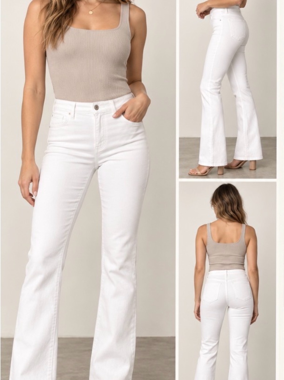 PAIGE White High-Rise Flare Jeans